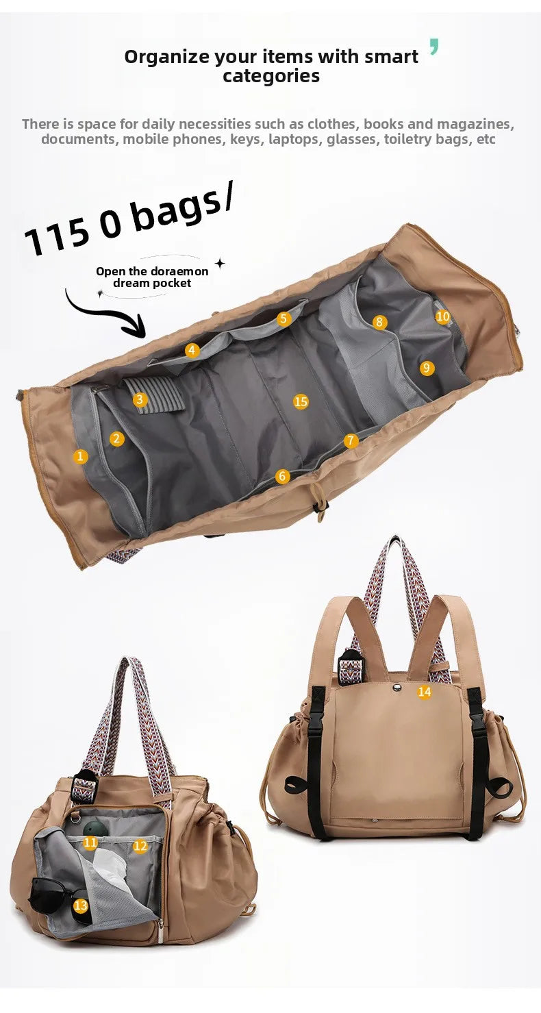3-in-1 Mommy Bag Baby Diaper Bags Multifunctional Women's Tote Backpack Travel Duffel Airport Bags Foldable Gym Bag