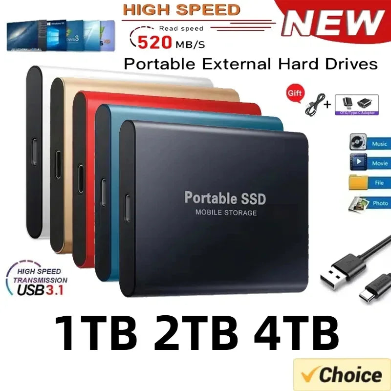 Anti-Shock Design SSD 2TB 4TBNew Portable External Hard Drive 16TB Mass Capacity Solid State Disk USB3.2 TYPE-C for Laptop PC