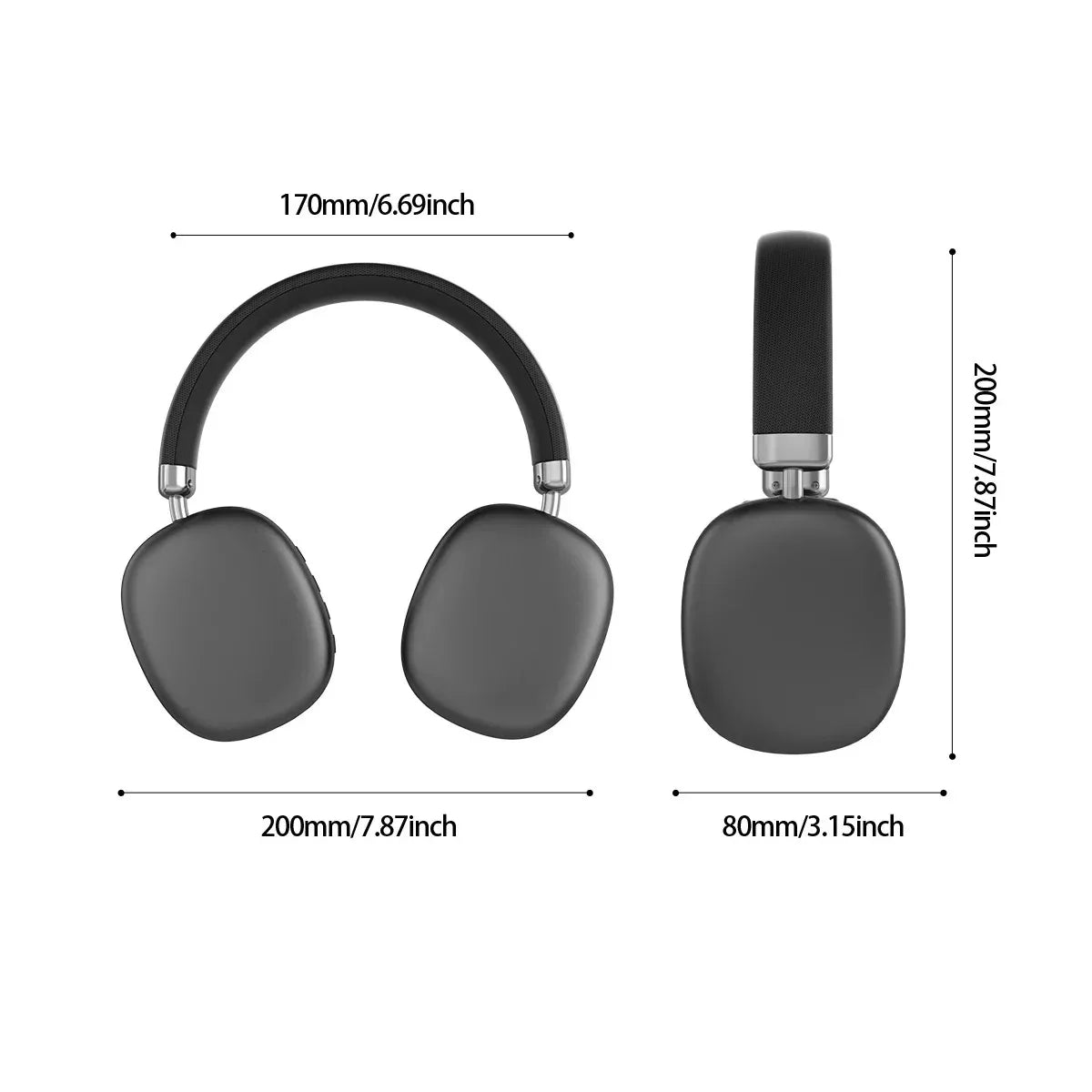Fabric Headband Over-Ear Headphones Wireless Stereo HiFi Headset Adjustable Metal Rod Outdoor Music Noise Cancelling Earphones