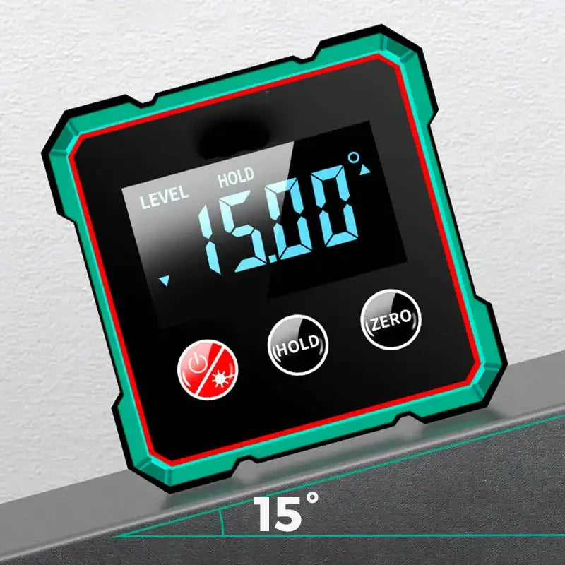 360° LCD Electronic Protractor Mini Inclinometer Measuring Tool Magnetic Digital Angle Finder with Electronic Laser Gauge Ruler