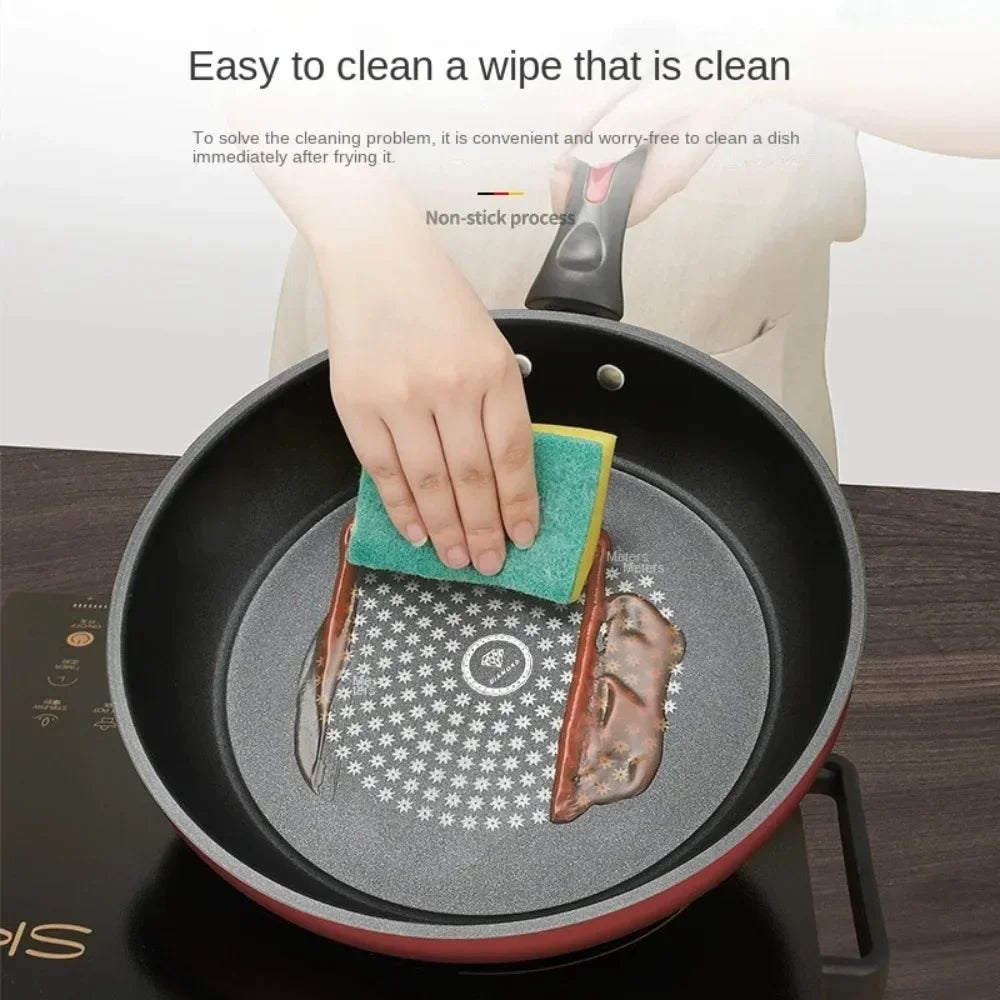 New Crystal Diamond Non-Stick Pan with Lid Multi-functional Frying Pan Iron Easy to Clean Kitchen Cookware Gas Induction Cooker