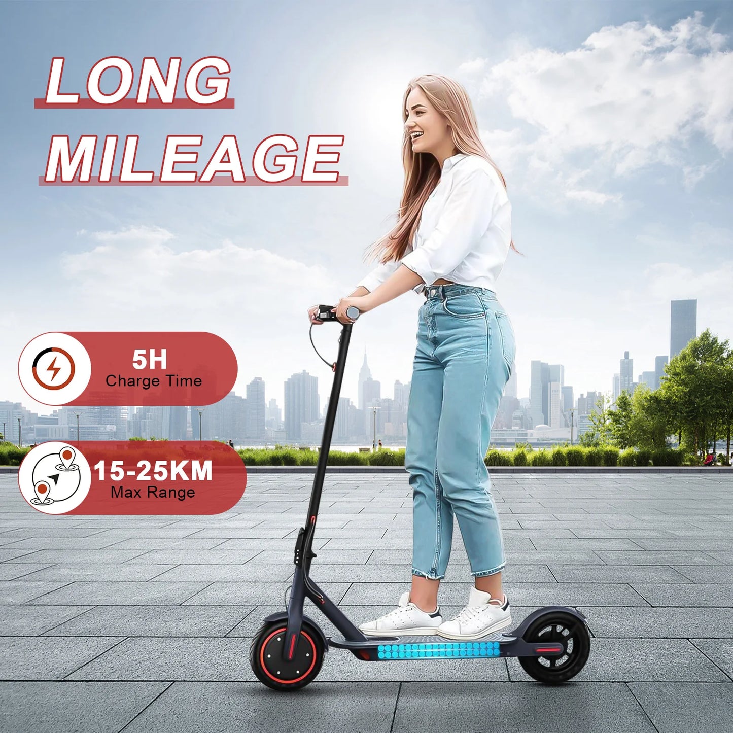 AOVOPRO Adult Electric Scooter 36V 7.8AH Battery 350W Powerful Motor Maximum Speed: 19 mph miles App Control Supported 8.5-inch