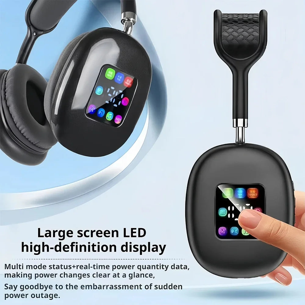 KEBIDUMEI Bluetooth 5.3 Headphones with Color Screen ANC HIFI Stereo Wireless Headsets FM Radio 3.5mm AUX Over Ear Earphones