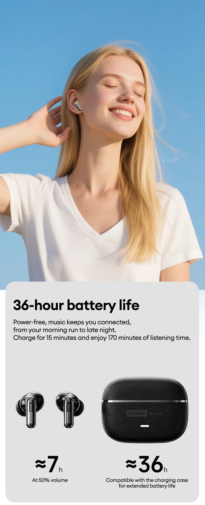 Lenovo LE208 Wireless Earphones ENC Noise Cancellation Mic Bluetooth V6.0 HIFI Headphone HIFI Sound Headphone HD Call With Mic