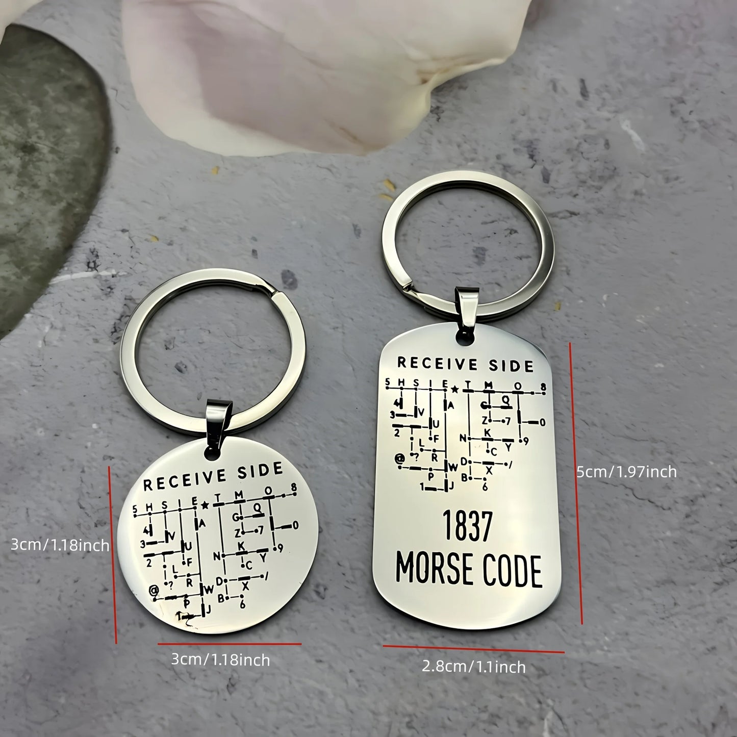 Morse Code Keychain, Double-Sided Alphanumeric Educational Tool, Stainless Steel Car Accessory, Unisex Gift for Radio Amateurs
