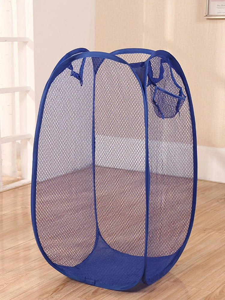 Mesh breathable laundry basket, foldable large size 40 * 40 * 70 miscellaneous laundry basket, simple and large capacity miscell