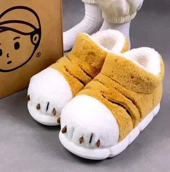 Kawaii Kitty Designer Slippers Women's Bottom Cat Paw Shoes Winter Warm Waterproof Mules Clogs Woman Kitten Home Slipper Adult