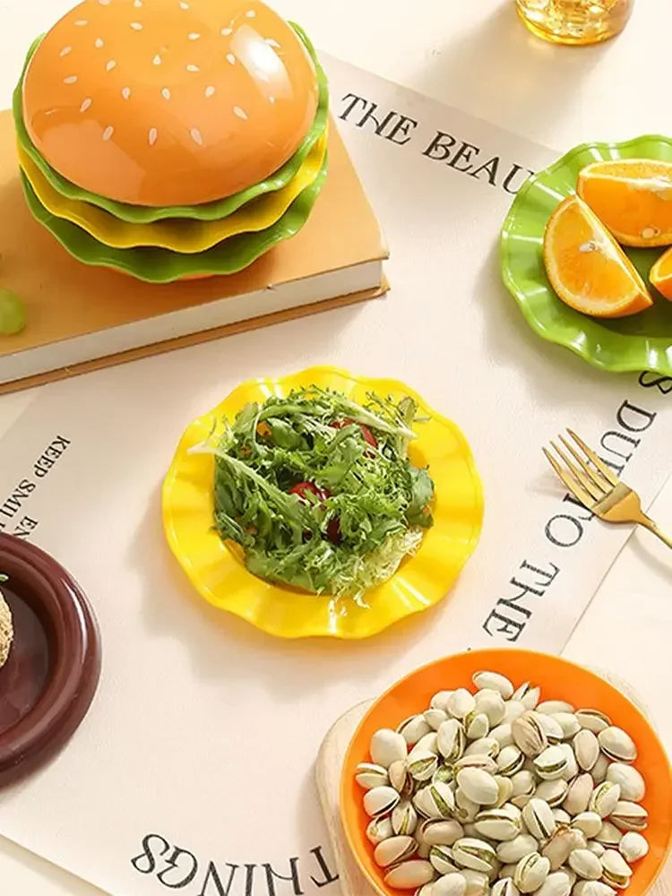 Stackable 7th Floor Hamburg Dinner Plate Stackable Dinner Plate Bone Spit Plate Interesting Sauce Container Table Decoration