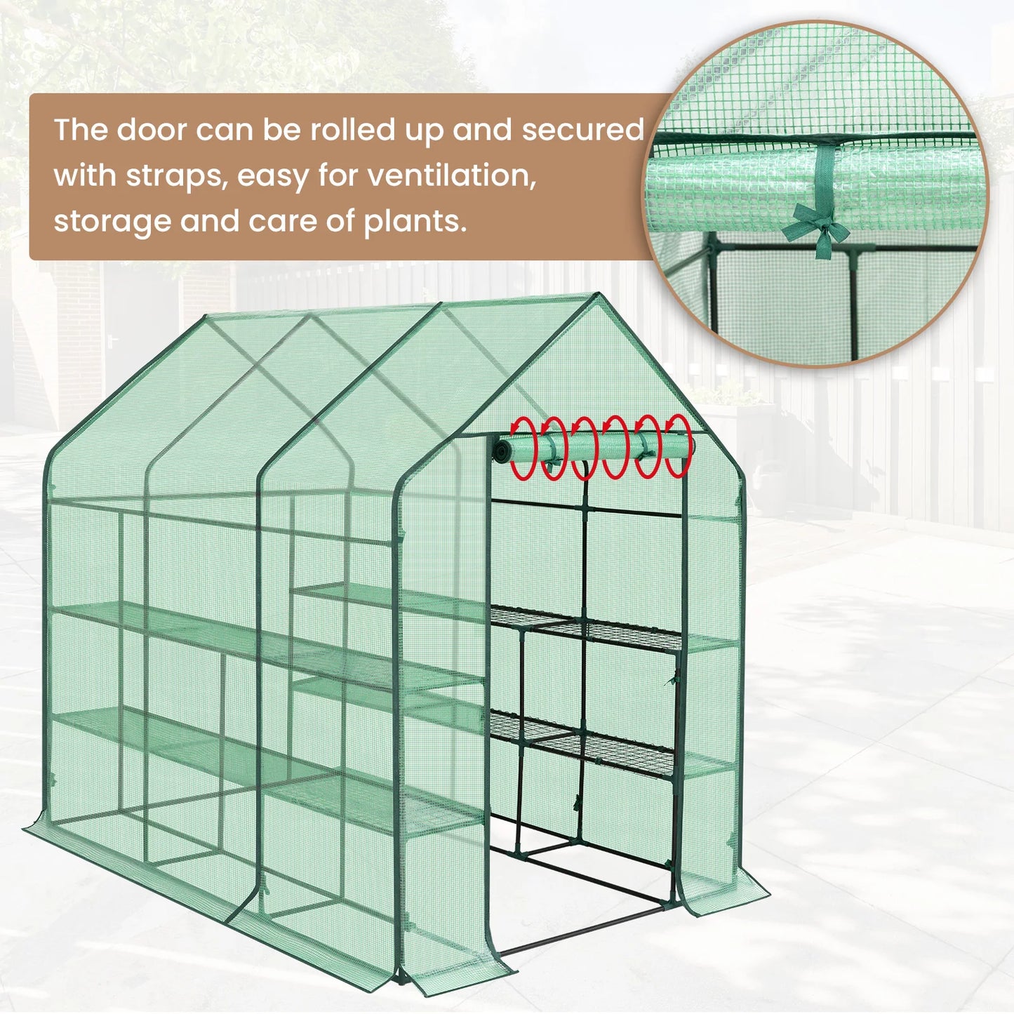 WOLTU Garden Greenhouse Wintering Tent with 3 Shelves Reinforced PE Cover Windproof for Vegetables Flowers Plants