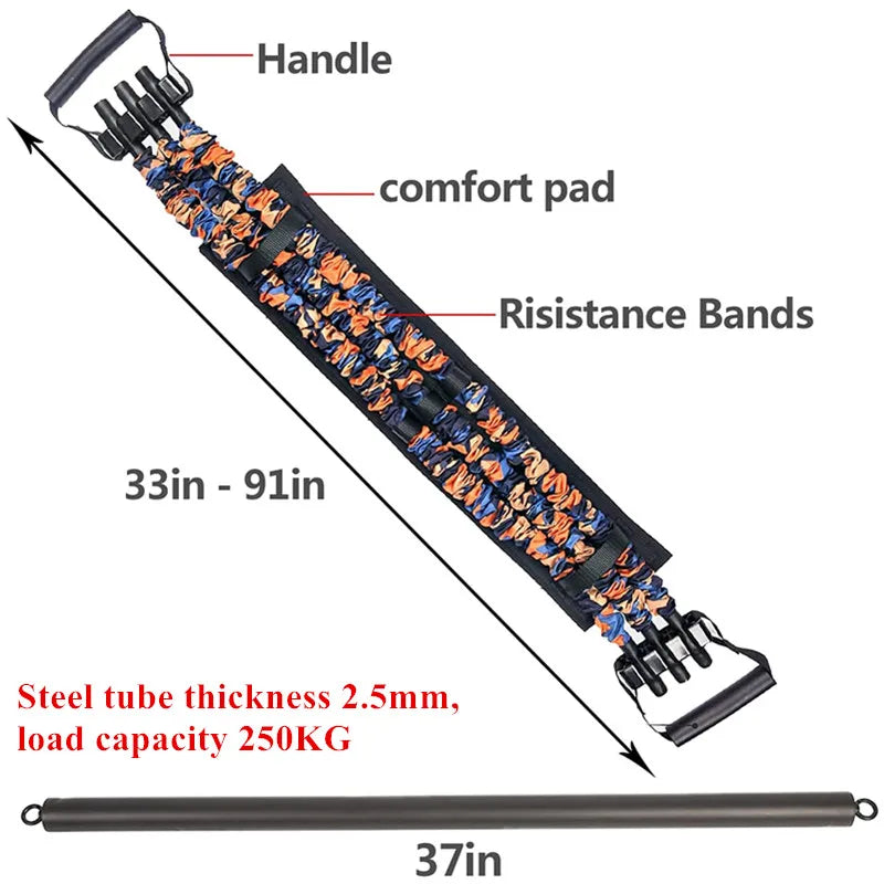 Adjustable Bench Press Band with Bar Chest Builder Workout Equipment Upgraded Push Up Resistance Bands Home Gym Travel Training
