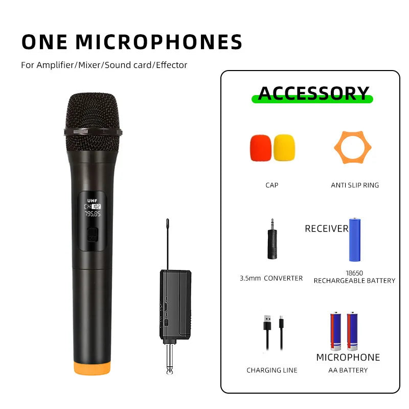 Lenovo Wireless Microphone 2.4G UHF Fixed Frequency 2 Channels Handheld Micphone For Live Party Karaoke Professional Meeting