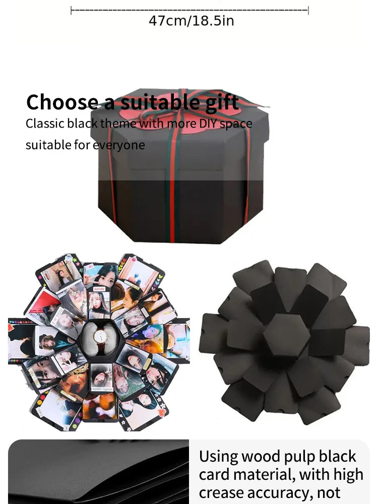 Hexagonal Surprise Blast Gift Box diy Handmade Album Birthday Valentine's Day Wedding Proposal Gift Memorial Album