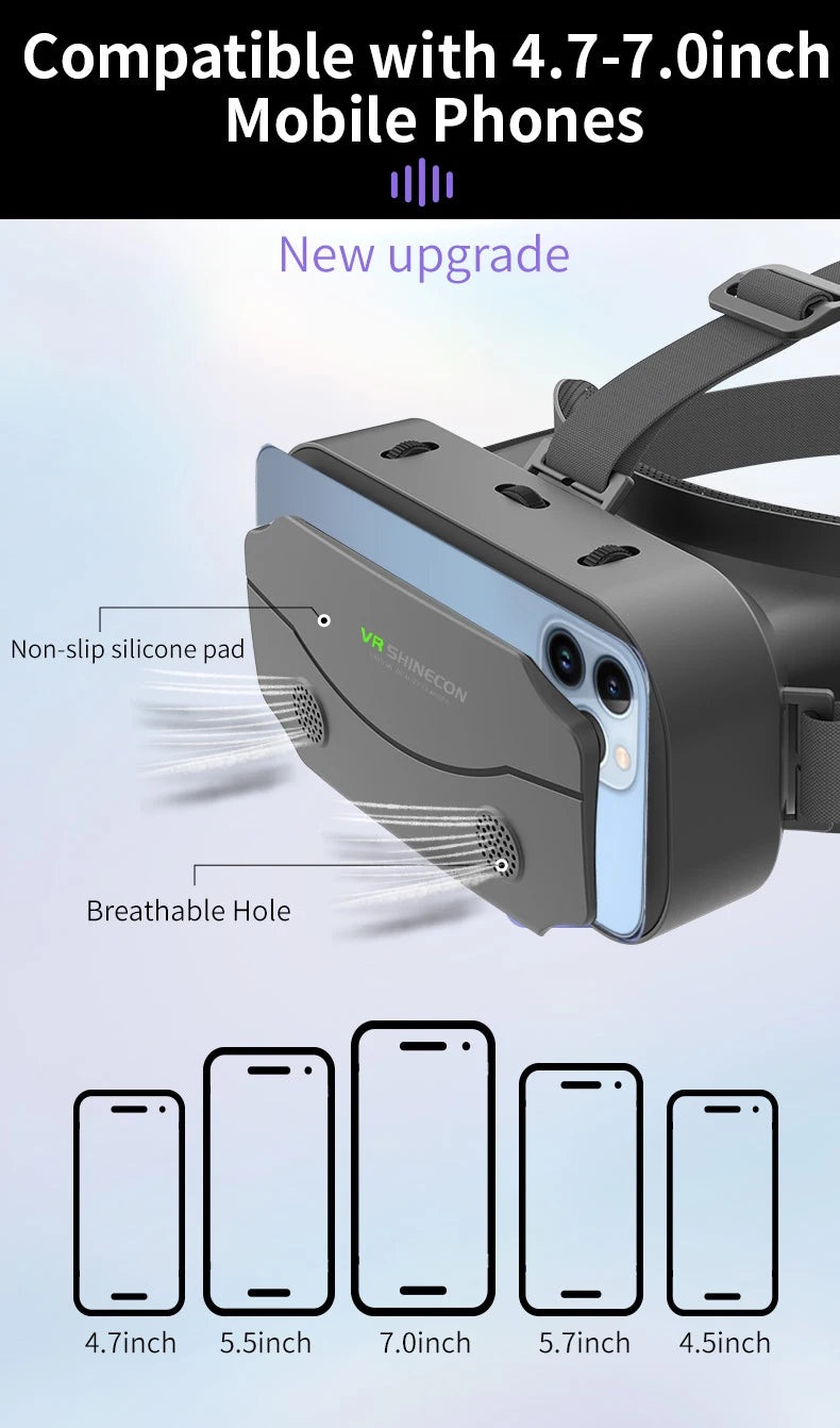 3D Virtual Reality VR Glasses For Phone Mobile Smartphones 7 Inch Headset Helmet Game Wirth Real Viar Goggles Cell Device Lenses
