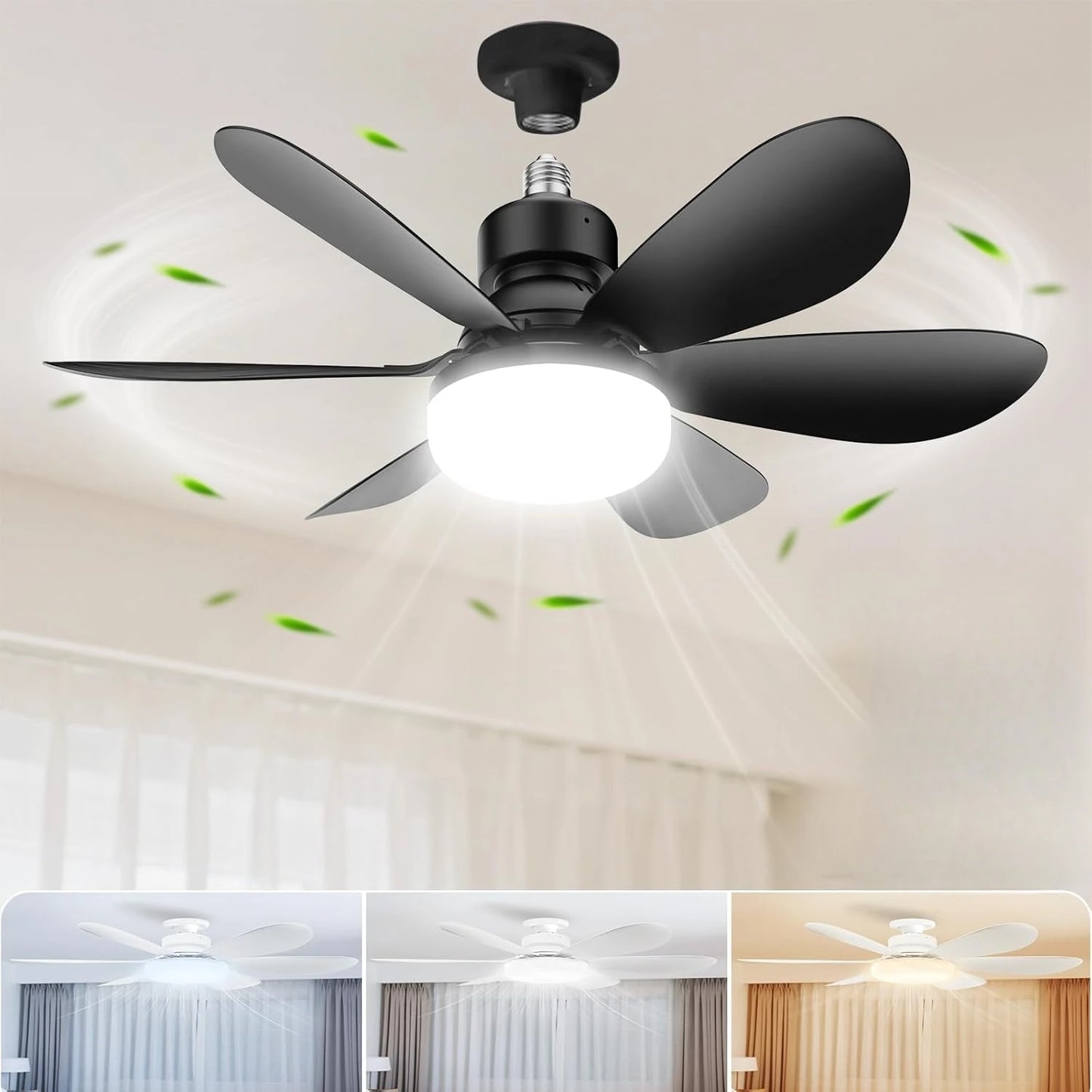 40W Ceiling Fan Light E27 with Remote LED Dimming Function Suitable for Living Room Study and Home use 85-265V
