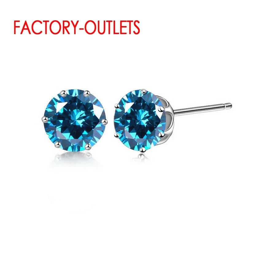 New Arrival Factory Cheap Price 925 Sterling Silver Korean Style Fashion Jewelry Stud Earrings Shinny Crystal Fast Shipping