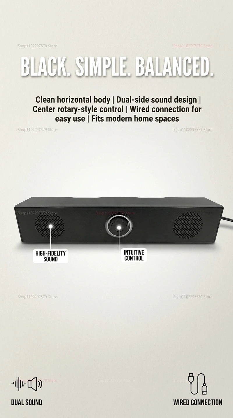 Wired Bluetooth Speaker USB Powered Soundbar Stereo Bass Dual Speaker Home Theater TV PC Laptop Gaming Portable Audio Box