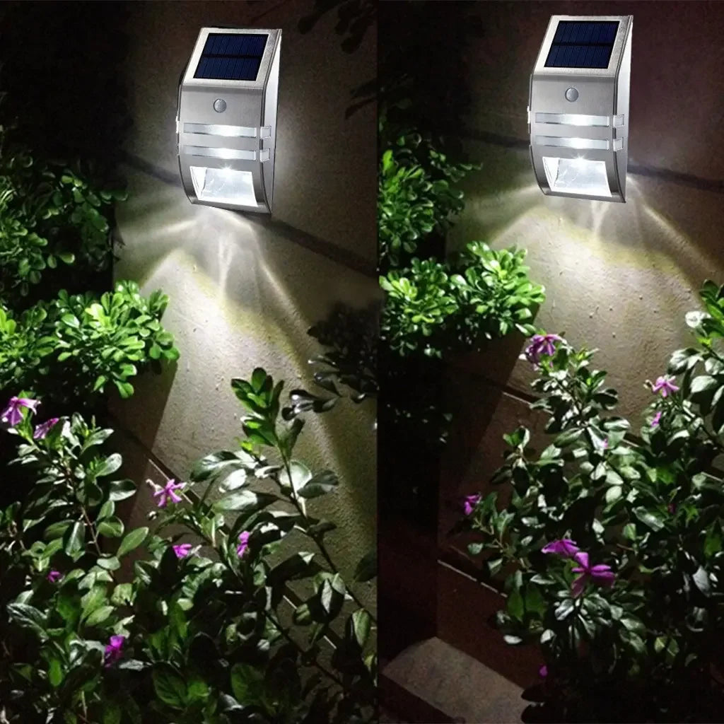 Garden Villa Solar Wall Light PIR Human Body Induction Stainless Steel LED Outdoor Waterproof Landscape Lighting  Clearance
