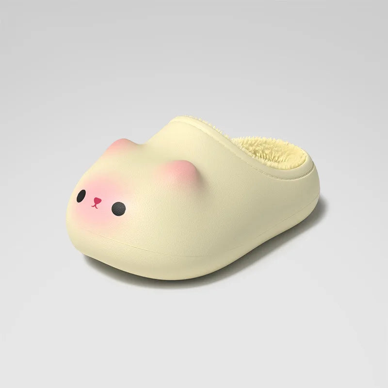 Kawaii Kitty Designer Slippers Women's Bottom Cat Paw Shoes Winter Warm Waterproof Mules Clogs Woman Kitten Home Slipper Adult