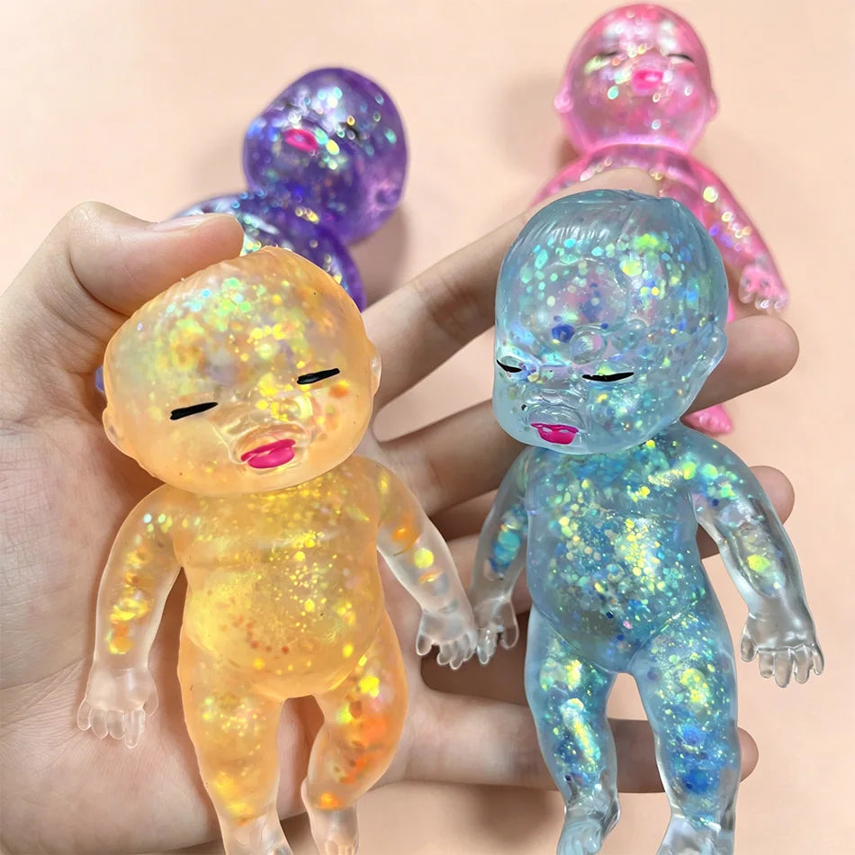 Top Seller Glitter Baby Squishy Toy Slow Rebound Fidget Toy Stress Relief Soft Squeeze Toy Creative Gift for Kids Adults