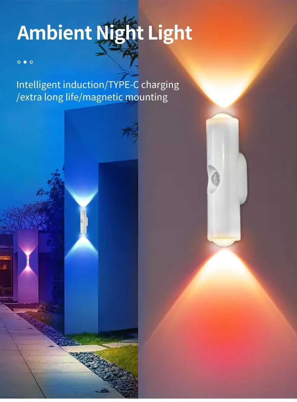 LED Night Light with Motion Sensor Wall Lamp Rechargeable RGB Gradient Ambient Night Lights Magnetic Sunset Lamp Room Decoration