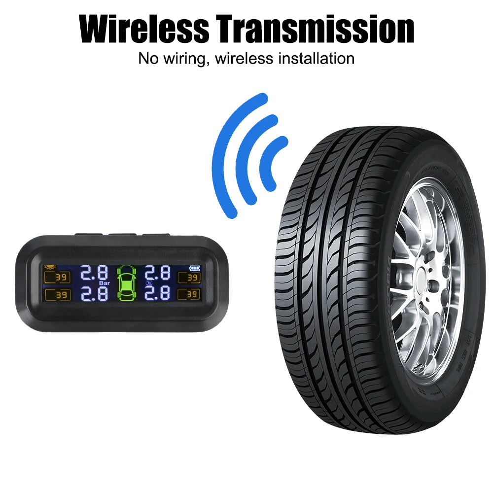 Tire Pressure Monitoring System Temperature Warning New C External Battery Version Sensors Solar TPMS Car Tyre Pressure Monitor
