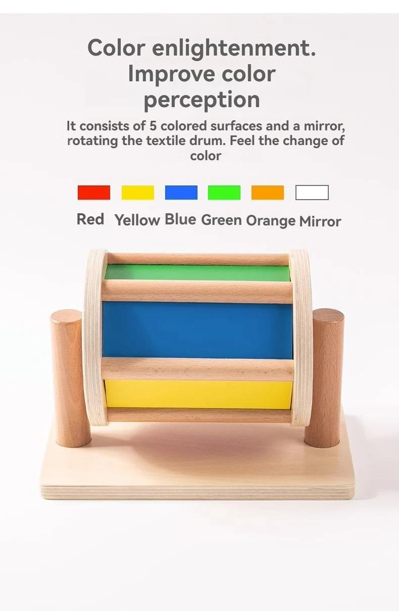 Montessori teaching AIDS,spning drum rotating rainbow, baby intelligence, baby children's toys, early education Montessori toy