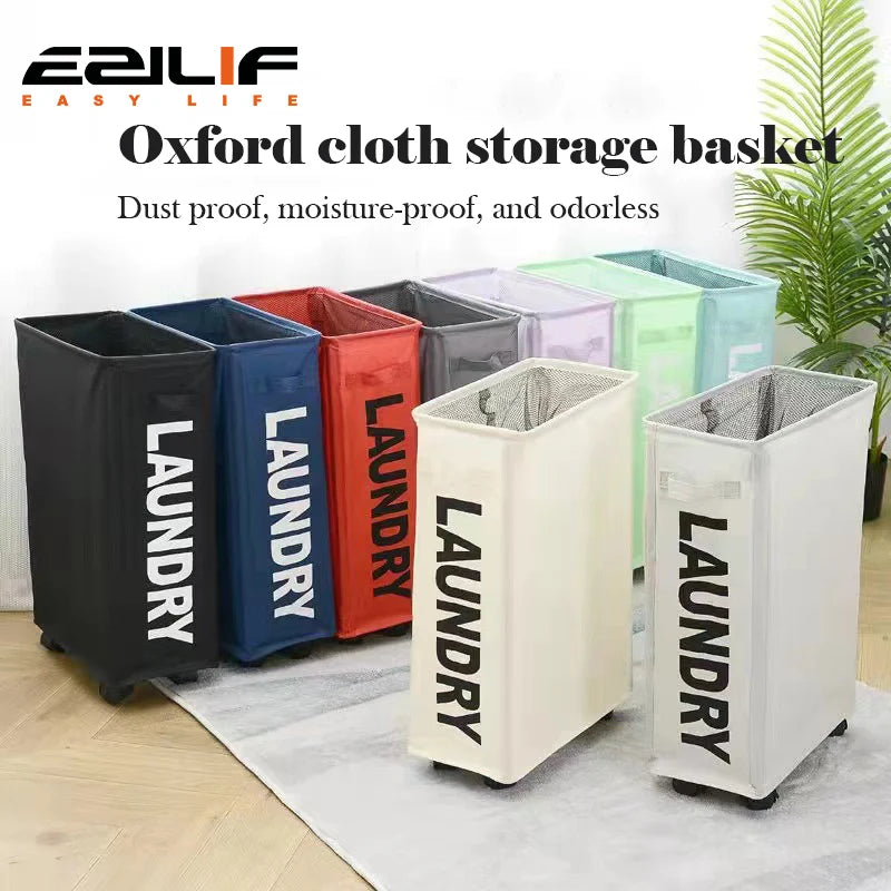 Laundry Basket with Wheels Large Capacity Yoga Mat Storage Basket Multifunctional Foldable Waterproof Dirty Clothes Storage Bag