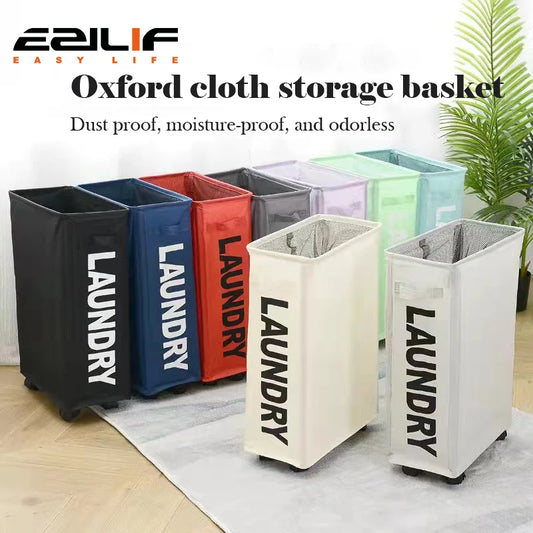 Laundry Basket with Wheels Large Capacity Yoga Mat Storage Basket Multifunctional Foldable Waterproof Dirty Clothes Storage Bag