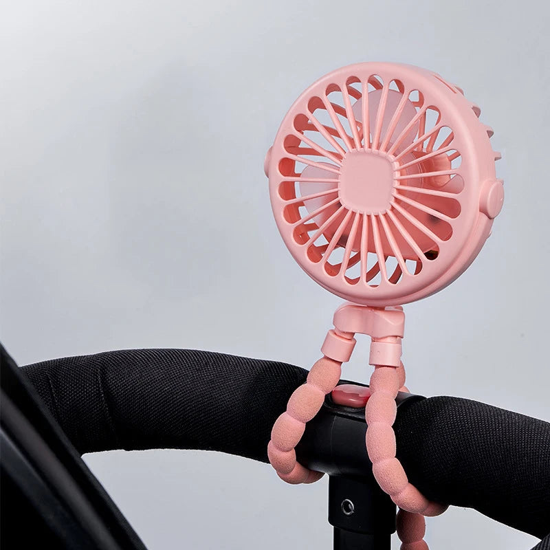 Baby 3 Speeds Stroller Mini Fan With Light Portable USB Charging Fan Mobile Phone Holder Stroller Accessories Baby Newborn Items
