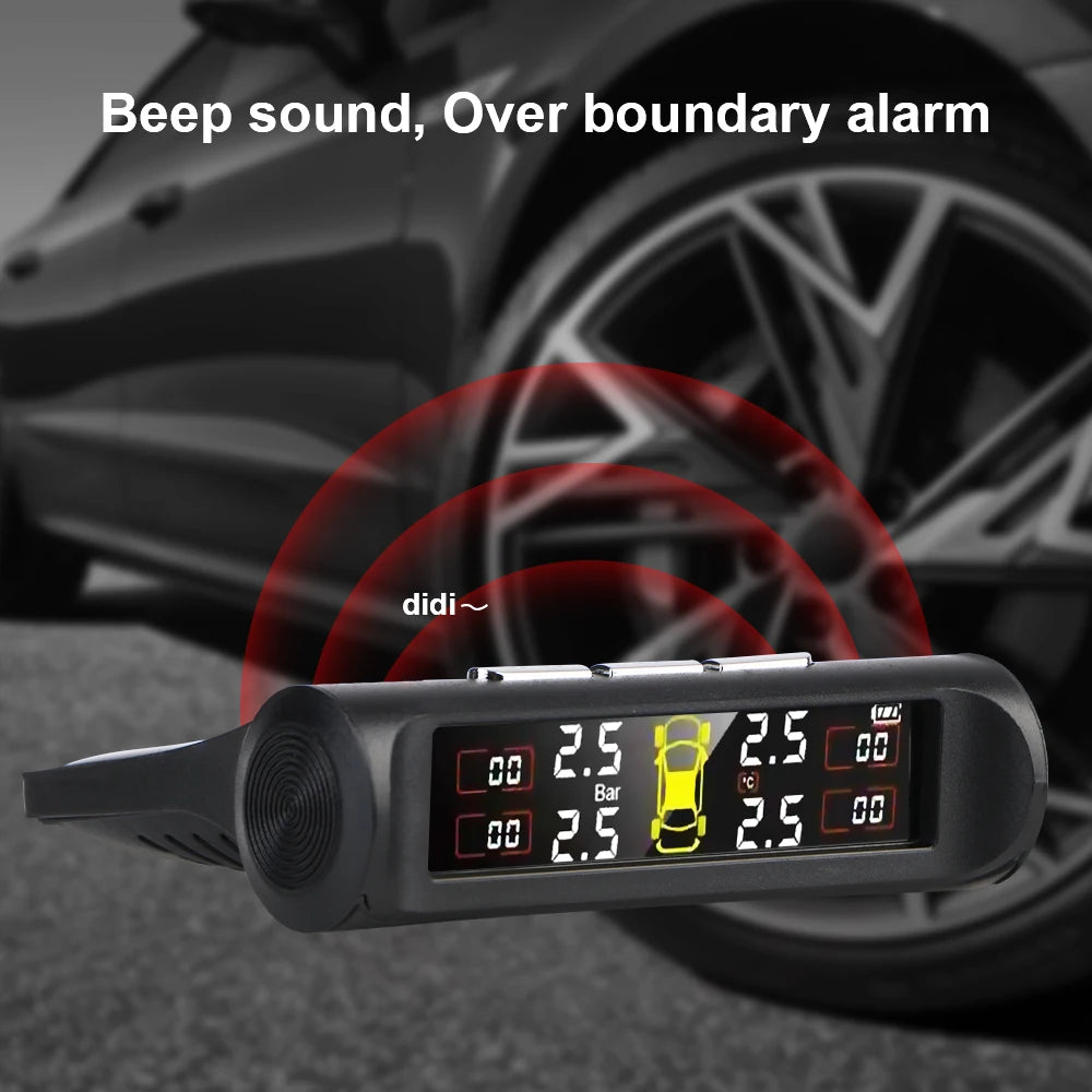 Tire Pressure Monitoring System Temperature Warning New C External Battery Version Sensors Solar TPMS Car Tyre Pressure Monitor