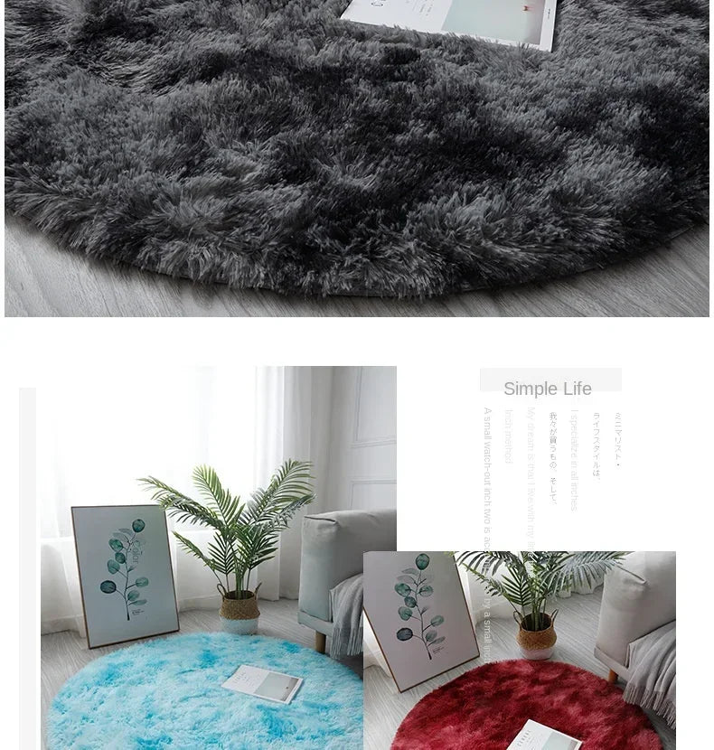 Super Soft Plush Round Rug Mat Fluffy White Carpets For Living Room Home Decor Bedroom Kid Room Decoration Salon Thick Pile