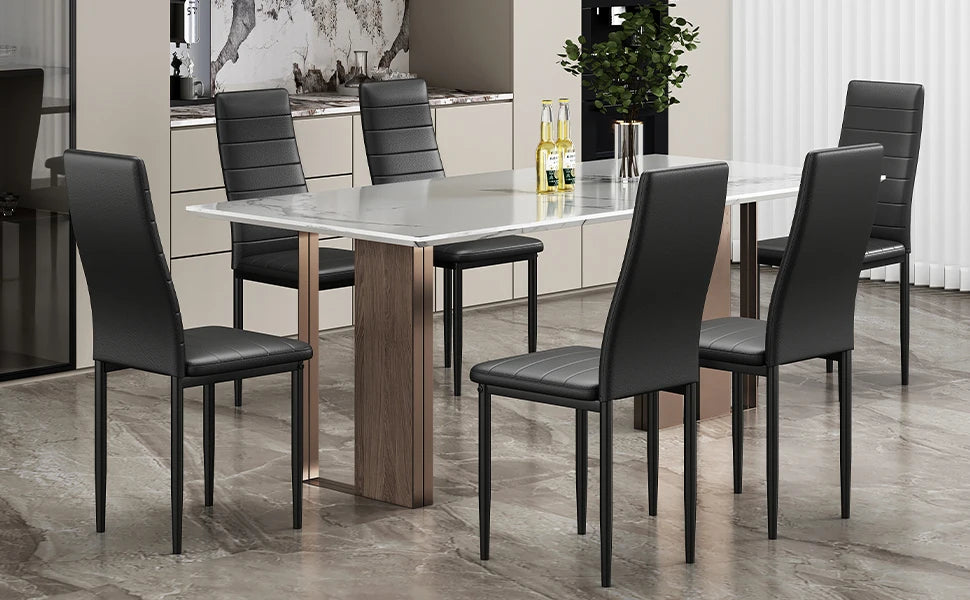 Modern Dining Chairs, Kitchen Chair Leather with Metal Legs and Foot Pads,Thick Padded Seats,Backrest Set