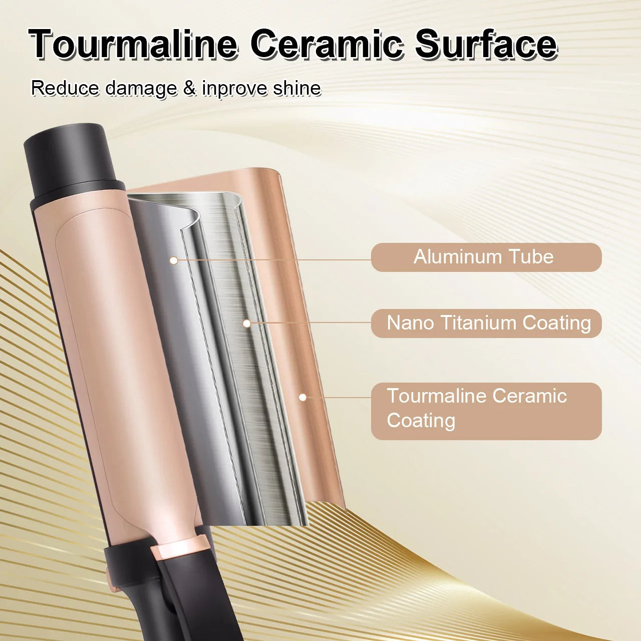 Hatteker Electric Curling Iron for Women 3-Level Temperature Control Ceramic Hair Protecting Curler Home Use Styling Tool US