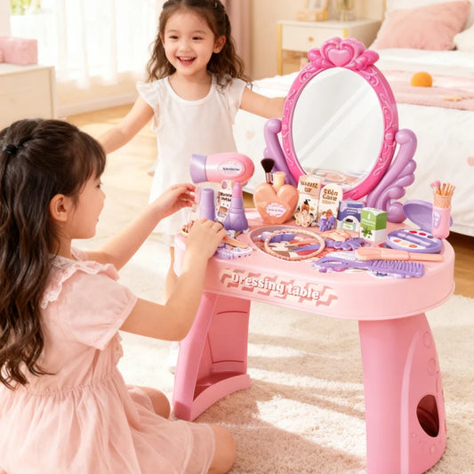 30pcs Kids Dressing Table Toy Girl Simulation Home Makeup and Makeup Jewelry Box Pretend Play Toys for Children Birthday Gift