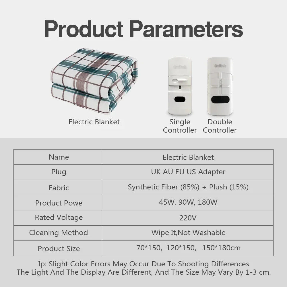 220V Electric Heating Blanket 70x150cm/120x150cm/150x180cm Thicker Heater Heated Blanket Winter Warm Thermostat Heated Pads