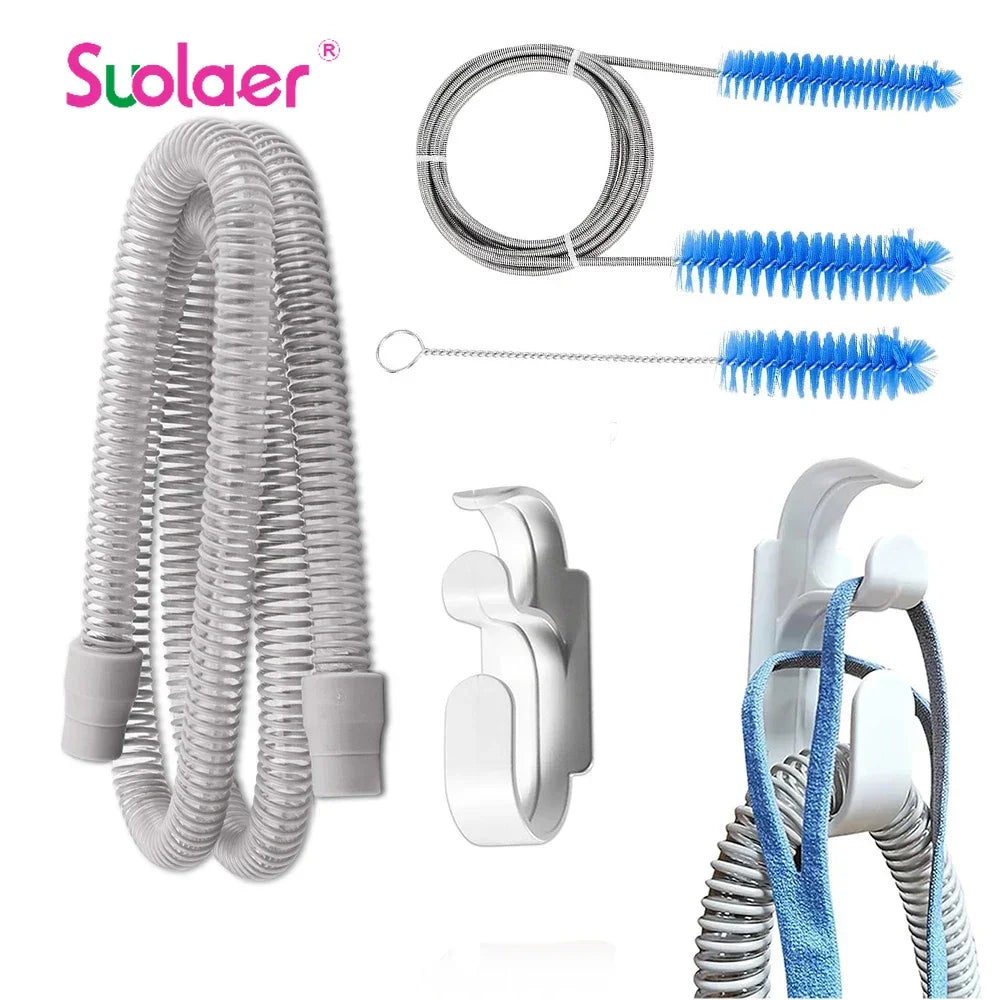 Cpap Hose and CPAP Hose Tube Hook & Hose Brush Keep Cpap Supplies Set Clean Tidy - Tube Holder Tube Flexible Cleaner Brush