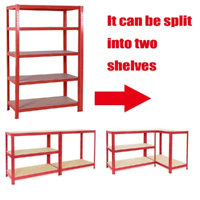 Adjustable Height Layout 5-Tier Heavy Duty Shelf 875kg Boltless Metal Rack Tool Free Assembly for Garage Warehouse Storage