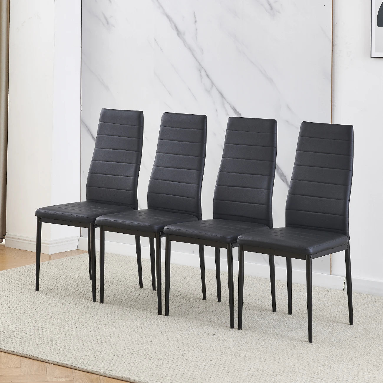 BonChoice Set of 2/4/6 Dining Chairs PU Leather/Velvet High Back With Metal Legs For Dining Room Kitchen Restaurant Office