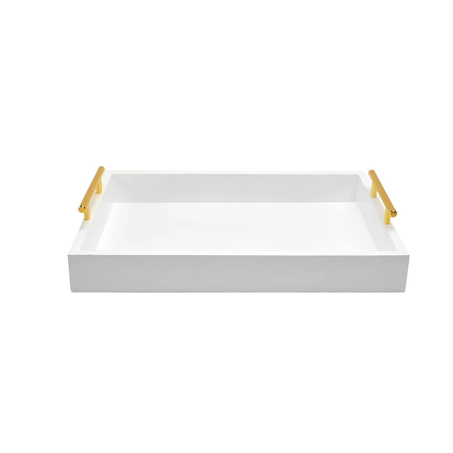 Large Serving Tray with Handles, Decorative Wooden Tray for Coffee Table, White Rustic Tray for Living Room, Bathroom & Outdoor