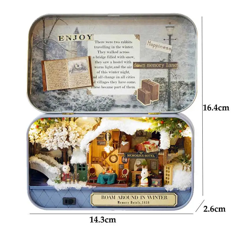 DIY Wood DollHouses Handmade Funny Box Theatre Miniature Box Cute Doll Houses 3D Puzzle Assembly Kits Birthday Gift Wooden Toys