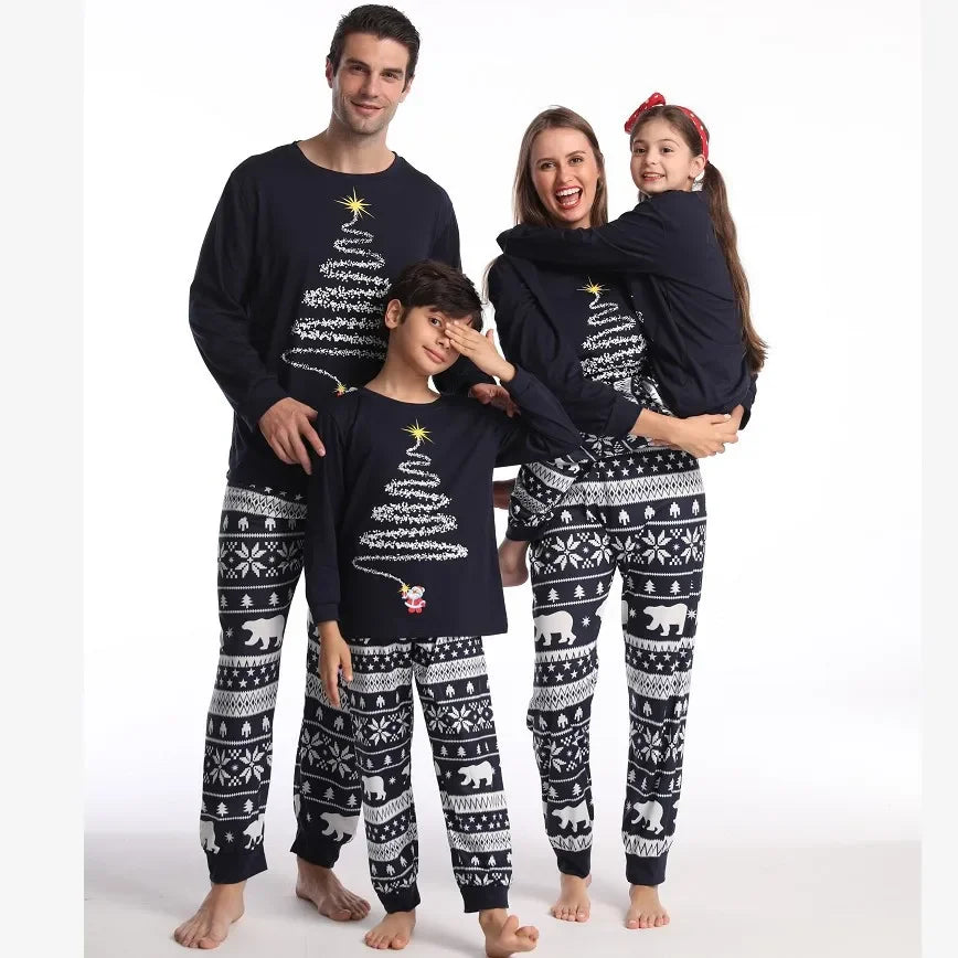 Christmas Look Pajamas Set Mom Dad Kids Dog Matching Pyjamas Cute Elf Print Sleepwear Soft Loose 2 Pieces Suit Xmas Wear Pijamas