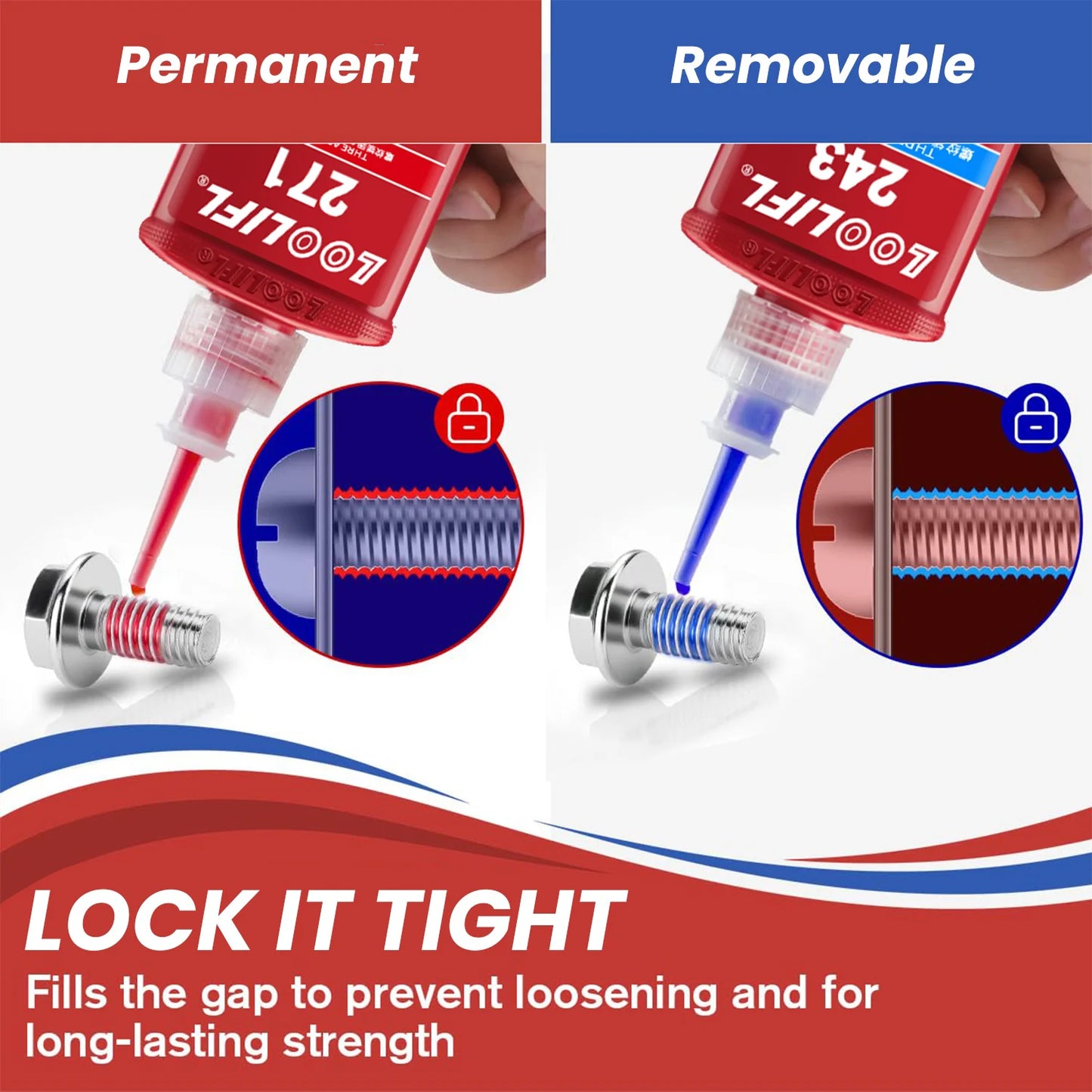 243 271 50ml Threadlocker Anaerobic Glues Anti Loose Screw Glues Fastening Quickly Cured Thread Locking Agent Sealant for Screws