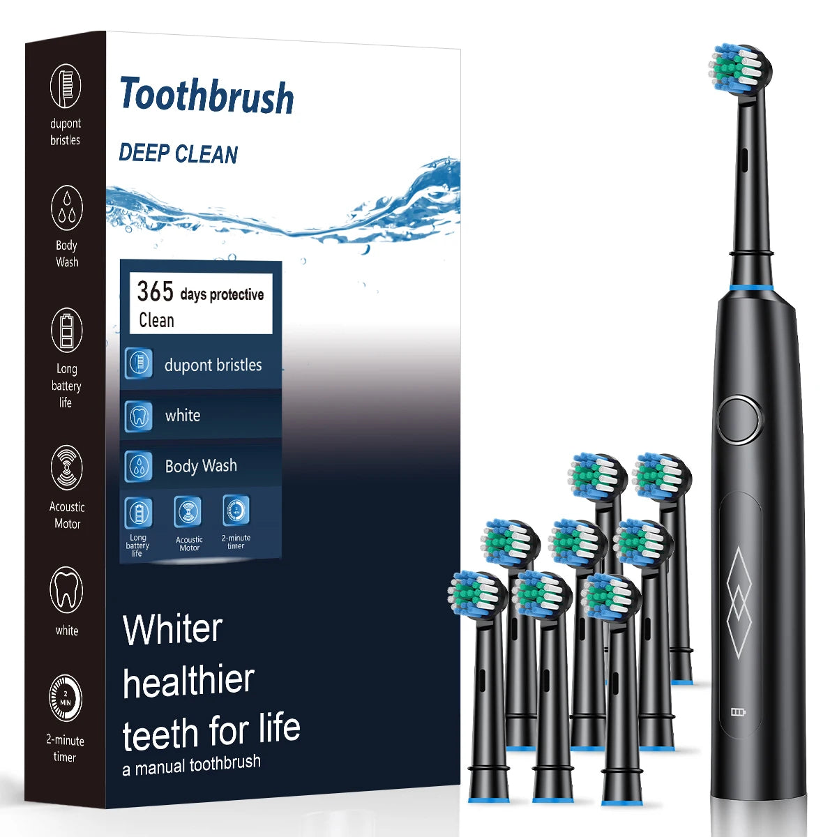 Intelligent electric toothbrush, automatic cleaning, rechargeable soft bristled toothbrush, adult male and female dental cleaner