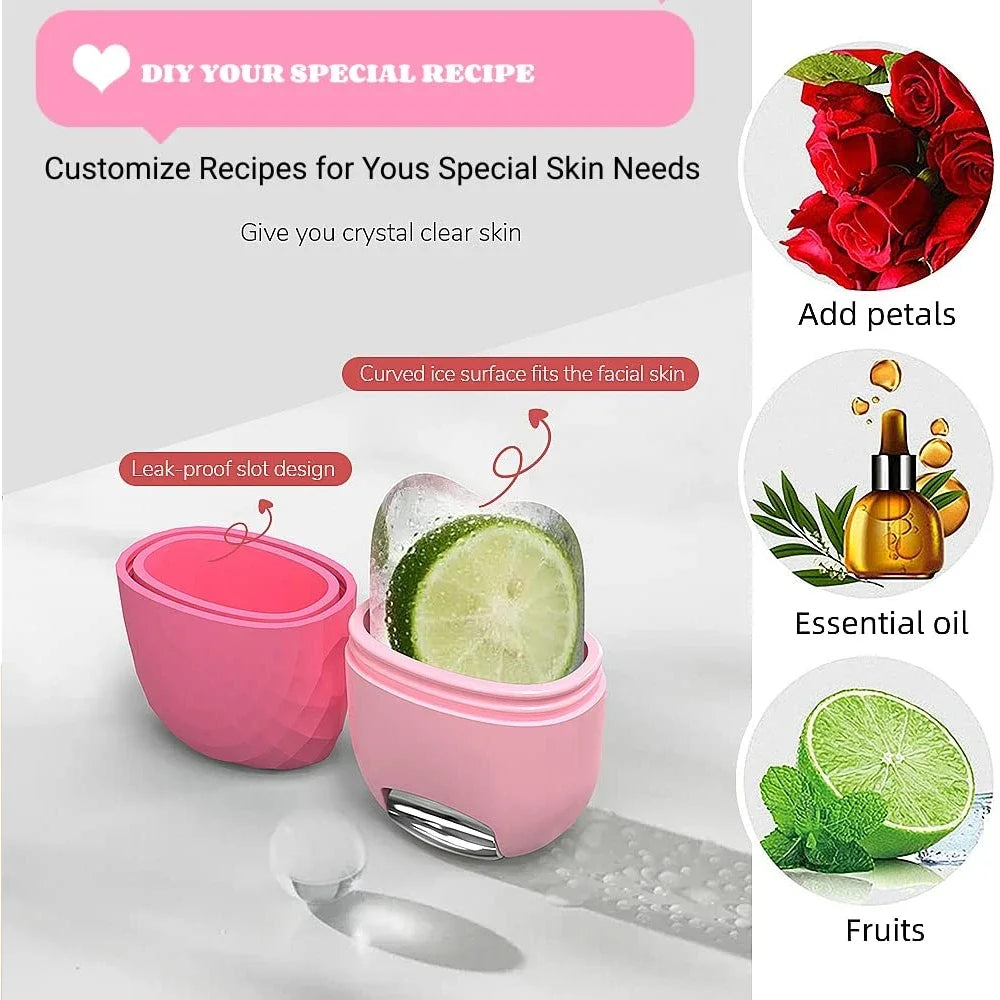 2 In 1 Ice Facial Roller Gua Sha Puffiness Roller Lifting Contouring Tools Ice Cube Trays Ice Balls Face Massager Beauty Care