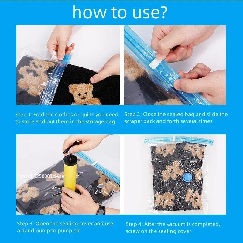 1-10pcs Thickened Vacuum Compression Bag,Transparent Quilt Vacuum Bags, Storage Bags, Household Clothing Storage and Sorting Bag