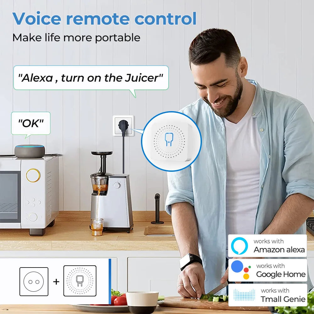 Smart Home Zigbee WiFi Smart Switch with Power Monitor 16A Tuya Light Switch Module DIY Breaker Relay Voice for Alexa Google