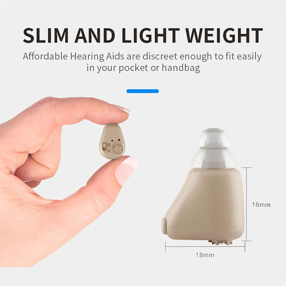 Rechargeable Mini In-Ear Sound Amplifier Wireless Headset Hearing Aid Device with Battery Ear Handset Tool for Deaf