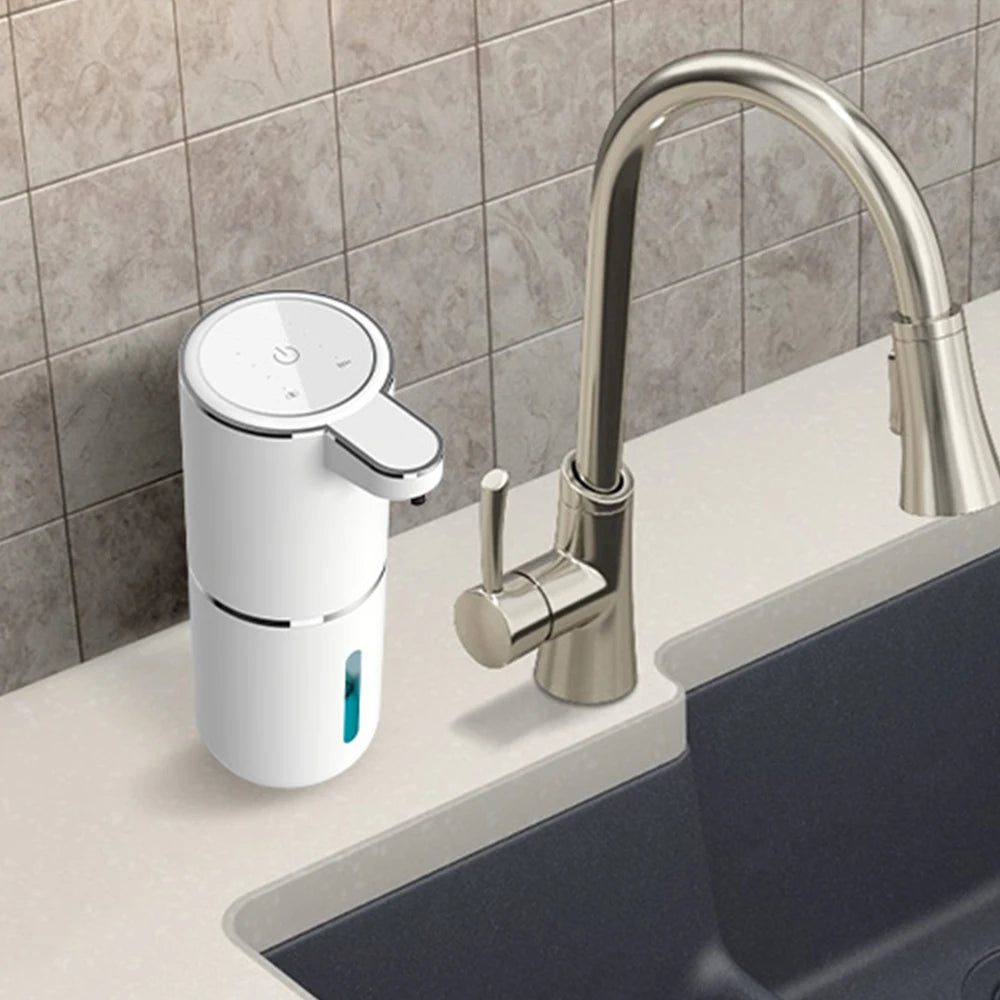 Automatic Touchless Foaming Soap Dispenser 380ml 4 Level Adjustable USB Rechargeable Electric Wall Mounted for Bathroom Kitchen
