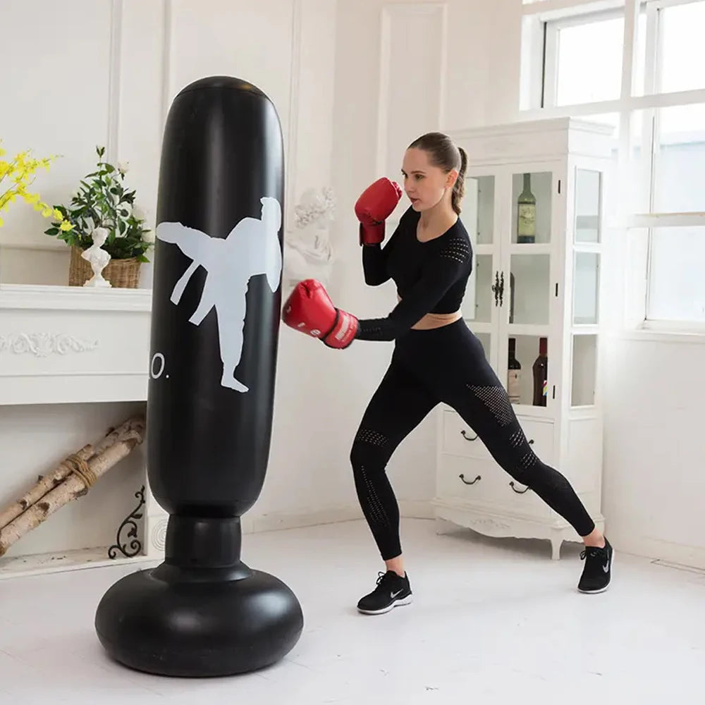 1pc KO Style Inflatable Boxing Sandbags Punching Bag Boxing Column Karate Taekwondo Training Props