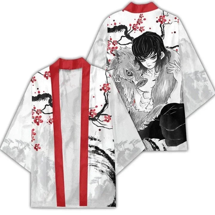 Summer Devil Killer Cosplay Male Japanese Anime 3D Printed Casual Half Sleeved Top Cardigan